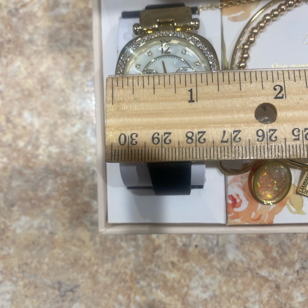 NWT Alexis Bendel Gold and Black Watch with Opal Bracelet Set - Picture 5 of 7
